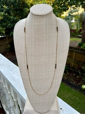 Kate Spade NWOT Double Strand Black Enamel & Pavé Bar Necklace